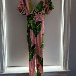 Tropical Leaf Print Jumpsuit